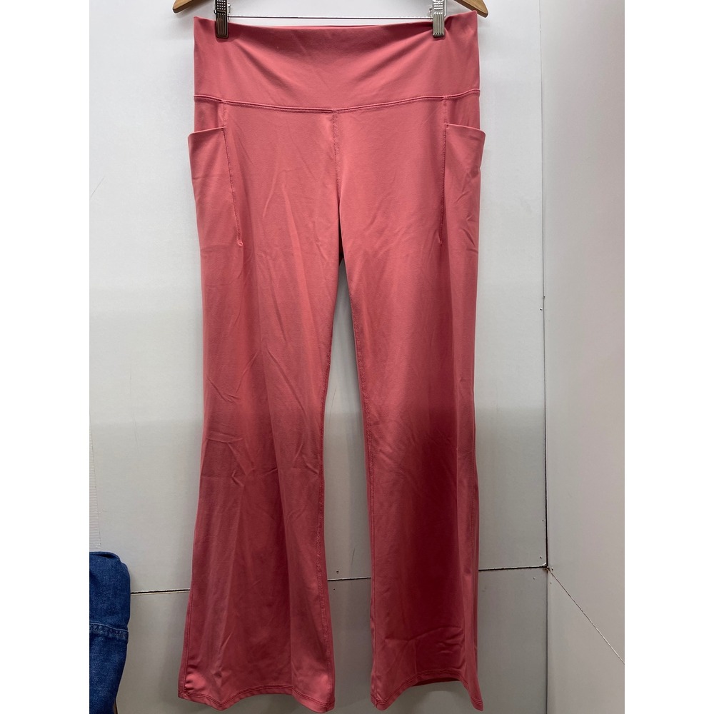 Avia Womens XL Coral Pink High Rise Flare Leg Activewear Yoga Pants with Pockets
